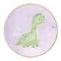 Quadro Decorativo Redondo Infantil Dinossauro Braquiossauro Fofinho com Moldura Filete Flexível