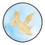 Quadro Decorativo Redondo Infantil Dinossauro Pterodáctilo Fofinho com Moldura Filete Flexível