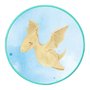 Quadro Decorativo Redondo Infantil Dinossauro Pterodáctilo Fofinho com Moldura Filete Flexível