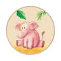 Quadro Decorativo Redondo Infantil Elefante Fofinho com Moldura em Couro Sintético