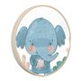 Quadro Decorativo Redondo Infantil Elefante Fofinho com Moldura Filete Flexível