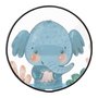 Quadro Decorativo Redondo Infantil Elefante Fofinho com Moldura Filete Flexível