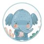 Quadro Decorativo Redondo Infantil Elefante Fofinho com Moldura Filete Flexível