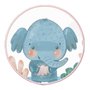 Quadro Decorativo Redondo Infantil Elefante Fofinho com Moldura Filete Flexível