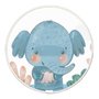 Quadro Decorativo Redondo Infantil Elefante Fofinho com Moldura Filete Flexível