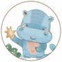 Quadro Decorativo Redondo Infantil Hipopótamo