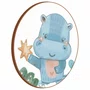 Quadro Decorativo Redondo Infantil Hipopótamo