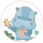 Quadro Decorativo Redondo Infantil Hipopótamo
