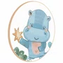 Quadro Decorativo Redondo Infantil Hipopótamo