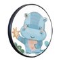 Quadro Decorativo Redondo Infantil Hipopótamo Fofinho Com Moldura Filete Flexível