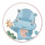 Quadro Decorativo Redondo Infantil Hipopótamo Fofinho Com Moldura Filete Flexível