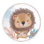 Quadro Decorativo Redondo Infantil Leão Fofinho com Moldura Filete Flexível