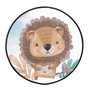 Quadro Decorativo Redondo Infantil Leão Fofinho com Moldura Filete Flexível