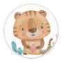 Quadro Decorativo Redondo Infantil Tigre Fofinho com Moldura Filete Flexível