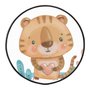 Quadro Decorativo Redondo Infantil Tigre Fofinho com Moldura Filete Flexível
