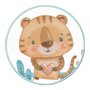Quadro Decorativo Redondo Infantil Tigre Fofinho com Moldura Filete Flexível