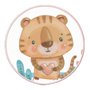 Quadro Decorativo Redondo Infantil Tigre Fofinho com Moldura Filete Flexível