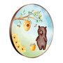 Quadro Decorativo Redondo Infantil Urso e Pote de Mel na Floresta com Moldura Flexível Metalizada