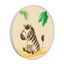 Quadro Decorativo Redondo Infantil Zebra Fofinha com Moldura em Couro Sintético