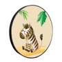 Quadro Decorativo Redondo Infantil Zebra Fofinha com Moldura em Couro Sintético