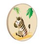 Quadro Decorativo Redondo Infantil Zebra Fofinha com Moldura em Couro Sintético