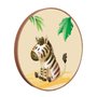Quadro Decorativo Redondo Infantil Zebra Fofinha com Moldura em Couro Sintético