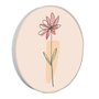 Quadro Decorativo Redondo Silhueta Flor Rosa e Detalhe Laranja com Moldura em Couro Sintético