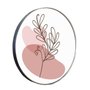 Quadro Decorativo Redondo Silhueta Folhas com Moldura Flexível Metalizada