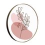Quadro Decorativo Redondo Silhueta Folhas com Moldura Flexível Metalizada