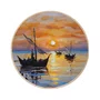 Quadro Decorativo Redondo Veleiros no Mar Dourado