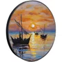 Quadro Decorativo Redondo Veleiros no Mar Dourado