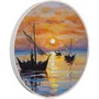 Quadro Decorativo Redondo Veleiros no Mar Dourado