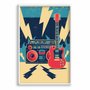 Quadro Decorativo Rock And Roll Guitarra E Rádio Vintage