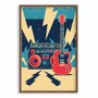 Quadro Decorativo Rock And Roll Guitarra E Rádio Vintage