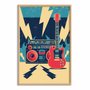 Quadro Decorativo Rock And Roll Guitarra E Rádio Vintage