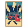 Quadro Decorativo Rock And Roll Guitarra E Rádio Vintage