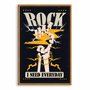 Quadro Decorativo Rock And Roll Mão Esqueleto Com Raio