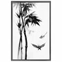 Quadro Decorativo Take Pintura de Bambu e Pássaros no Estilo Sumiê