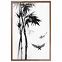 Quadro Decorativo Take Pintura de Bambu e Pássaros no Estilo Sumiê