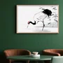 Quadro Decorativo Tsuru Pintura de Grou Japonês no Estilo Sumiê