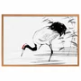 Quadro Decorativo Tsuru Pintura de Grou Japonês no Estilo Sumiê