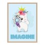 Quadro Decorativo Urso Polar Com Maquina Fotografica Frase: "Imagine"