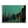 Quadro Decorativo Vintage Paisagem Noturna Cais do Porto