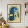 Quadro Em Tela Canvas Portal Azul: Bicicleta com Limões em Contraste com a Escadaria Branca