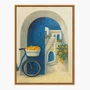 Quadro Em Tela Canvas Portal Azul: Bicicleta com Limões em Contraste com a Escadaria Branca