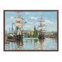 Quadro Em Tela Canvas "Barcos no Sena em Ruão" de Claude Monet