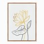 Quadro em Tela Canvas Flor Dourada e Folhas Escuras