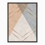 Quadro em Tela Canvas Geométrico em Tons Claros e Linhas Douradas