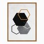 Quadro em Tela Canvas Geométrico Hexágonos em Tons Escuros