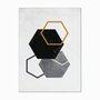 Quadro em Tela Canvas Geométrico Hexágonos em Tons Escuros